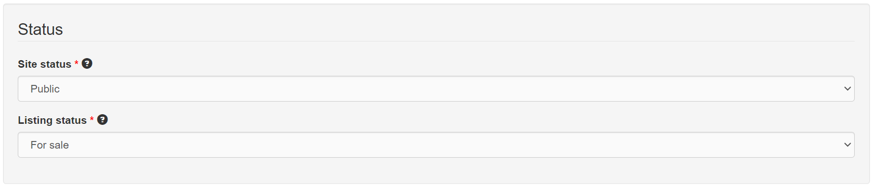 Add listing - status section.png